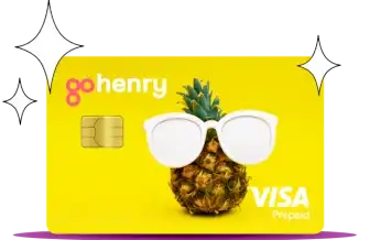 GoHenry yellow debit card with pineapple design